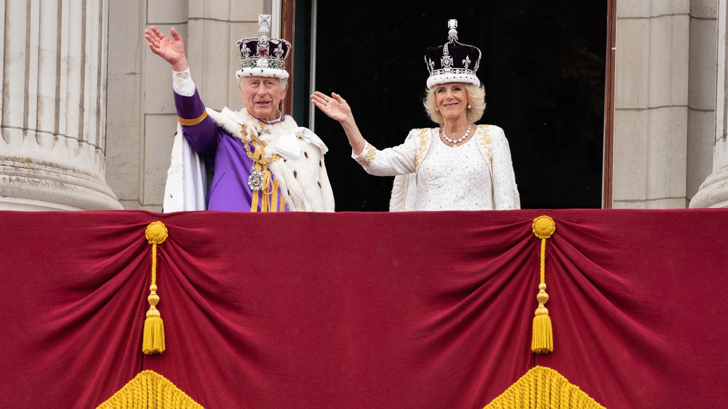 King Charles and Queen Camilla wear crowns and regalia in new official  Coronation portraits