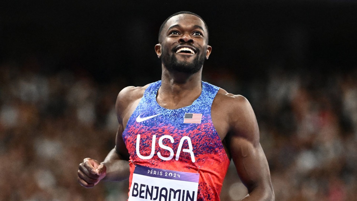 Rai Benjamin wins gold in the men's 400m hurdles, edging