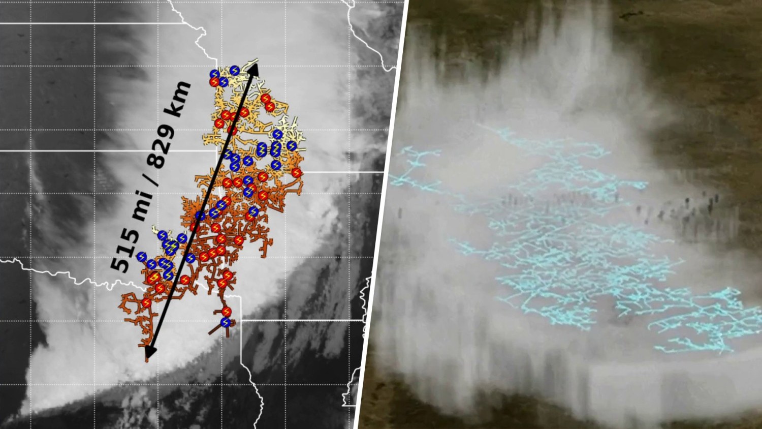 A shocking record: Lightning bolt stretched 515 miles, crossed three states