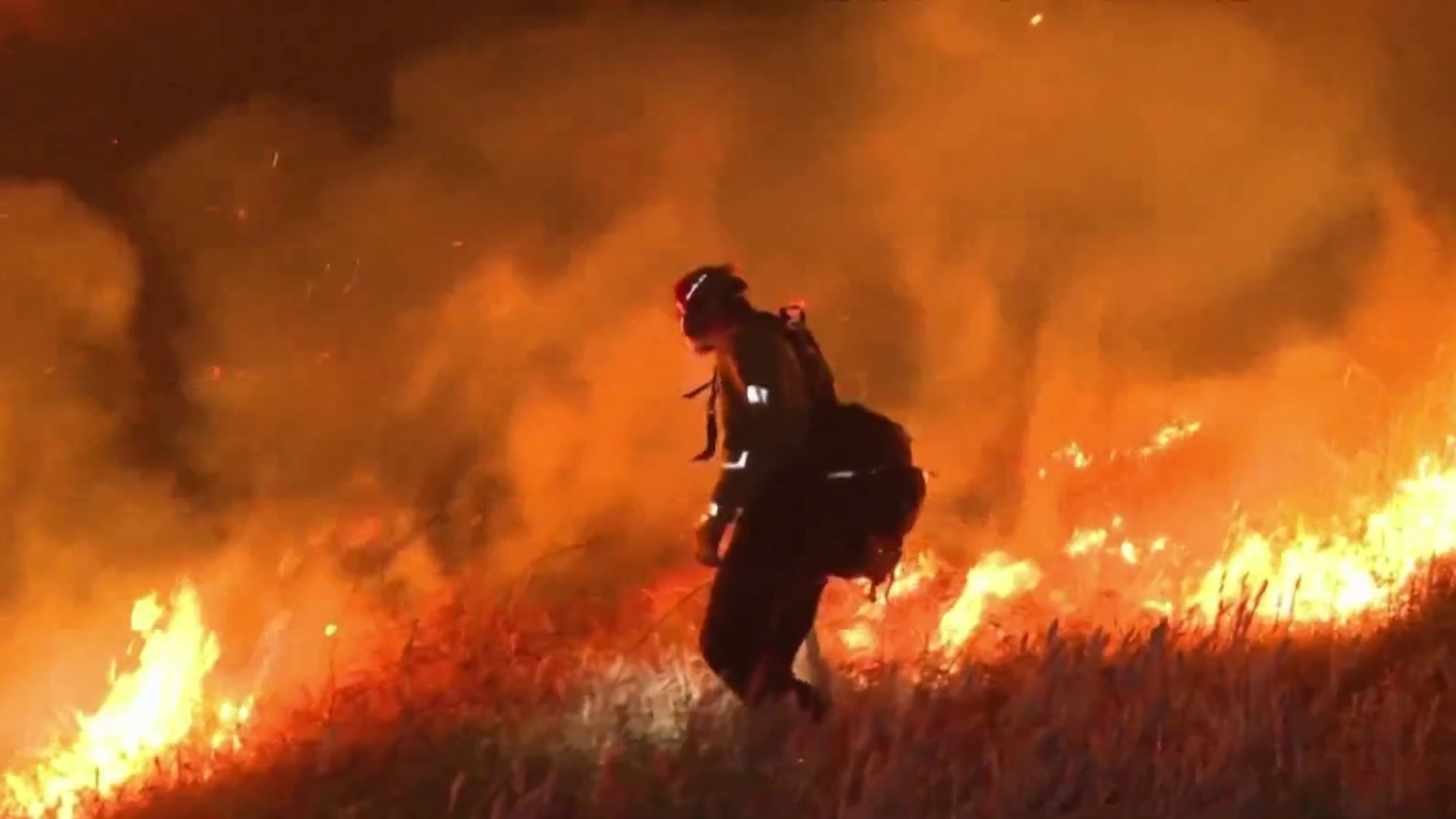 Firefighters Battle Springs Fire East of Los Angeles in Southern California