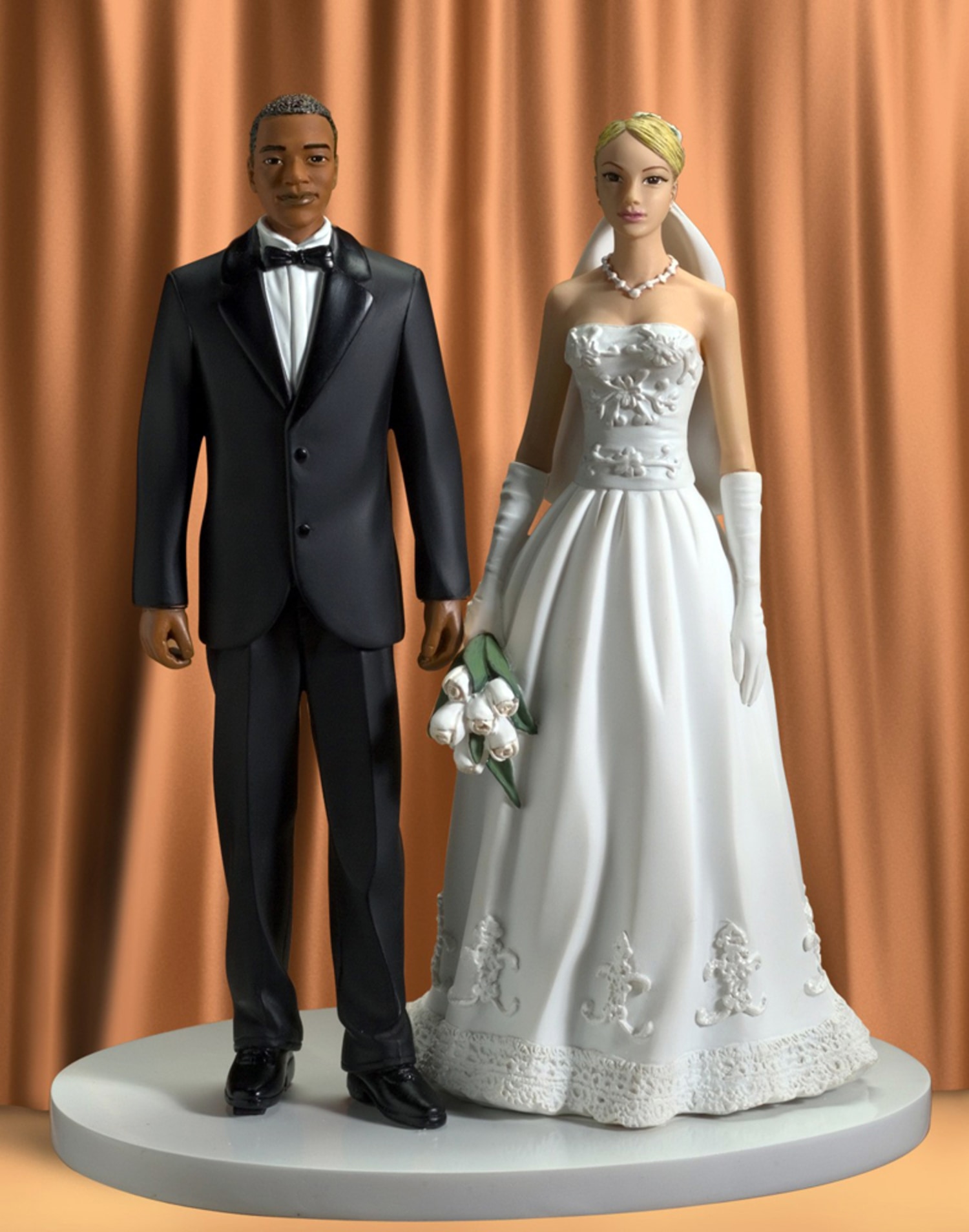 Caucasian or Hispanic Couple Figurine Wedding Cake Top Topper African American 