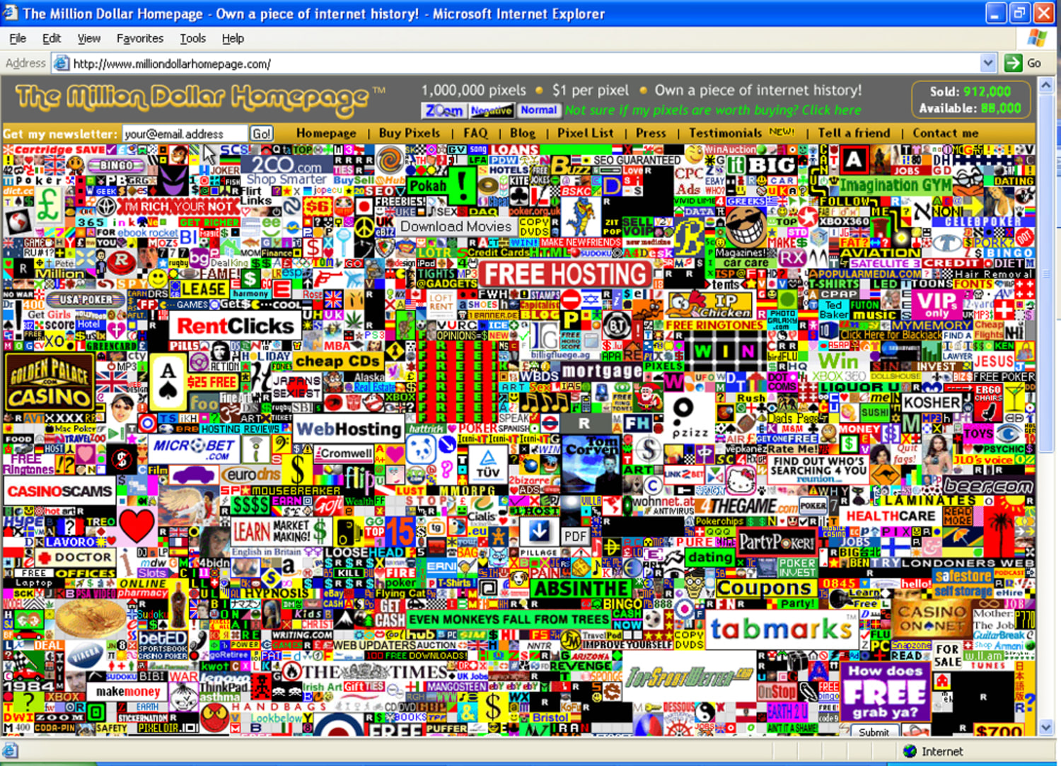 A $1 Million Web Idea, One Pixel At A Time
