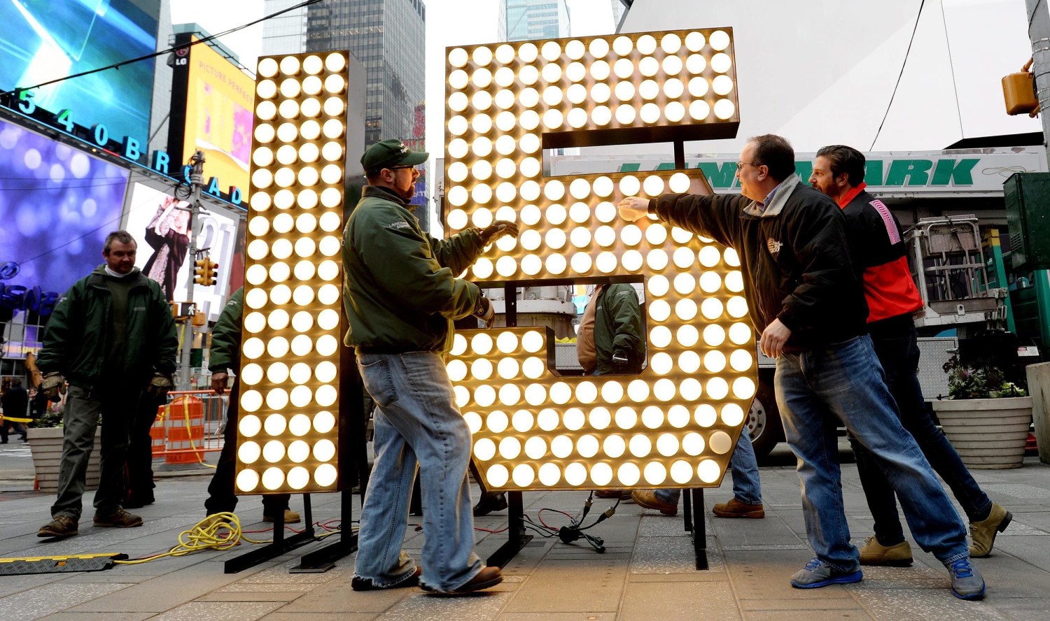 Sign of the New Year Numerals Arrive in Times Square