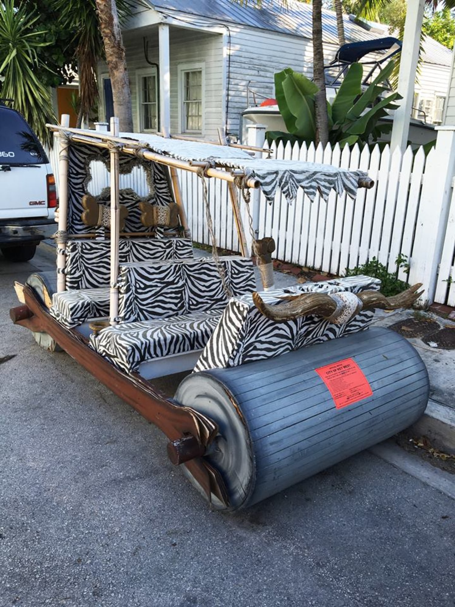 Flintstones Footmobile Slapped With Parking Ticket in Key West