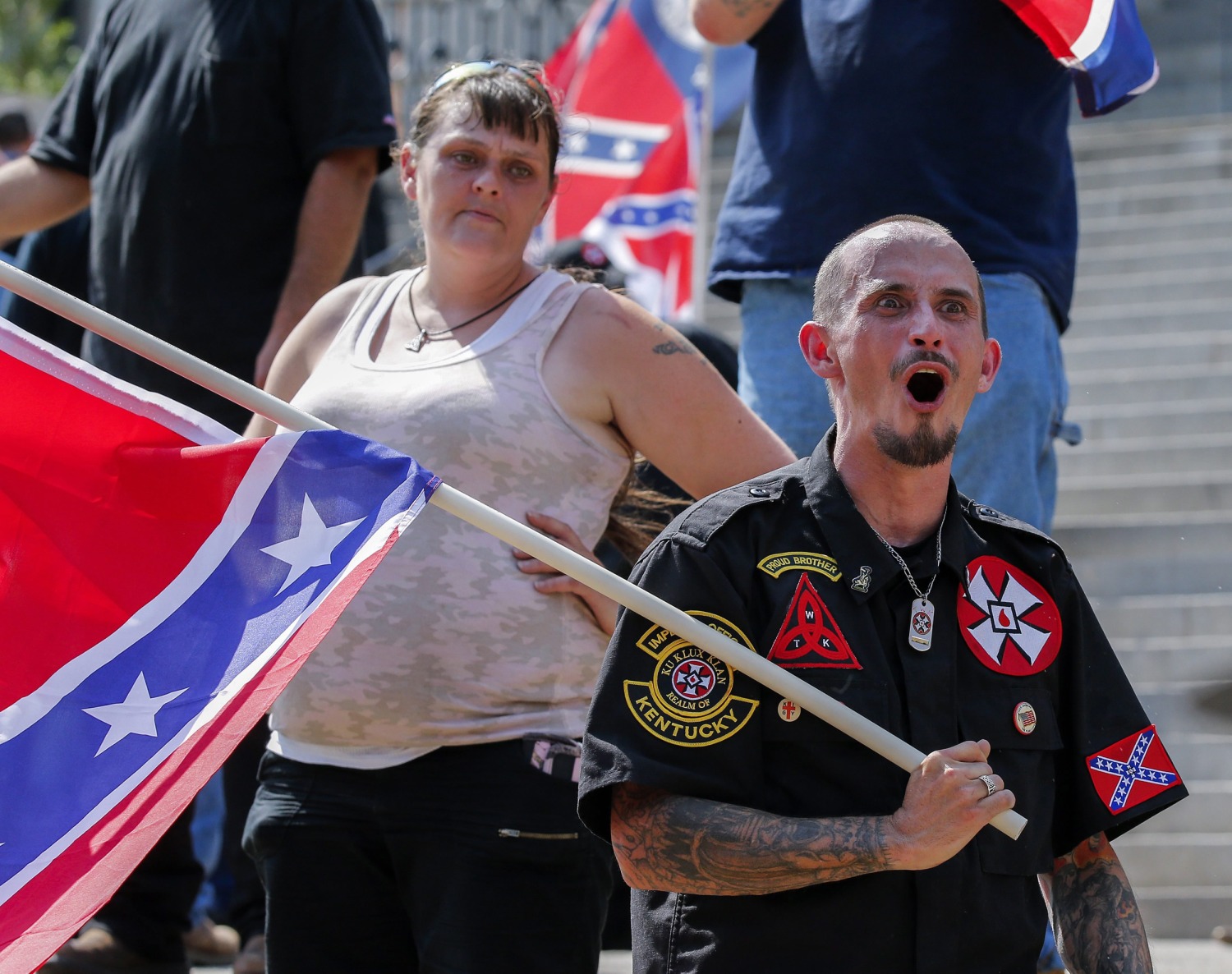 KKK Rallies at South Carolina Statehouse in Defense of Confederate