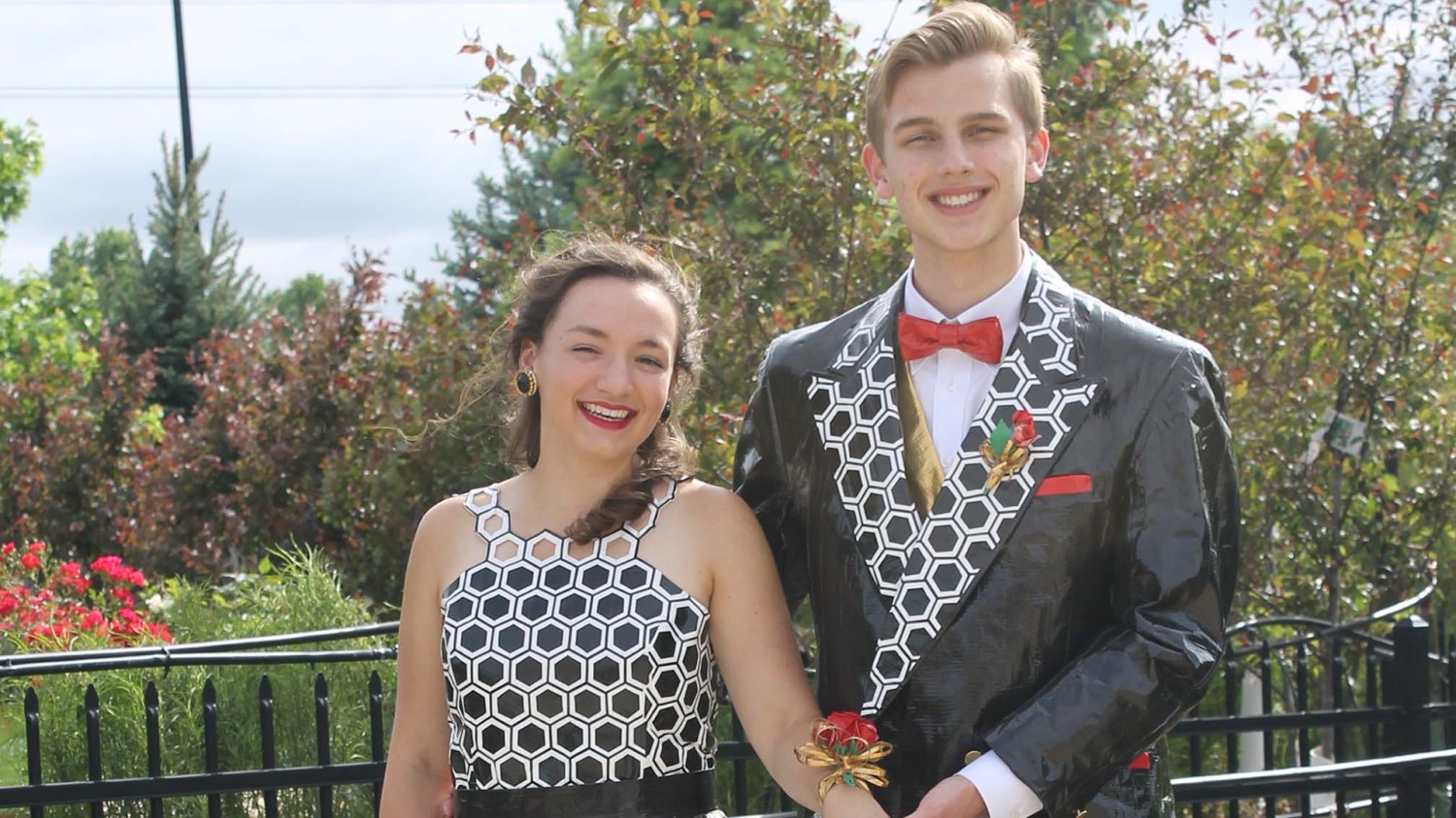 See the stunning prom dress and tuxedo made entirely of Duck Tape