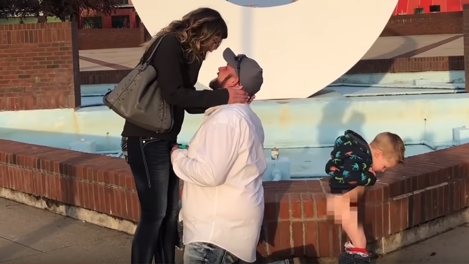 Video shows kid peeing during moms marriage proposal