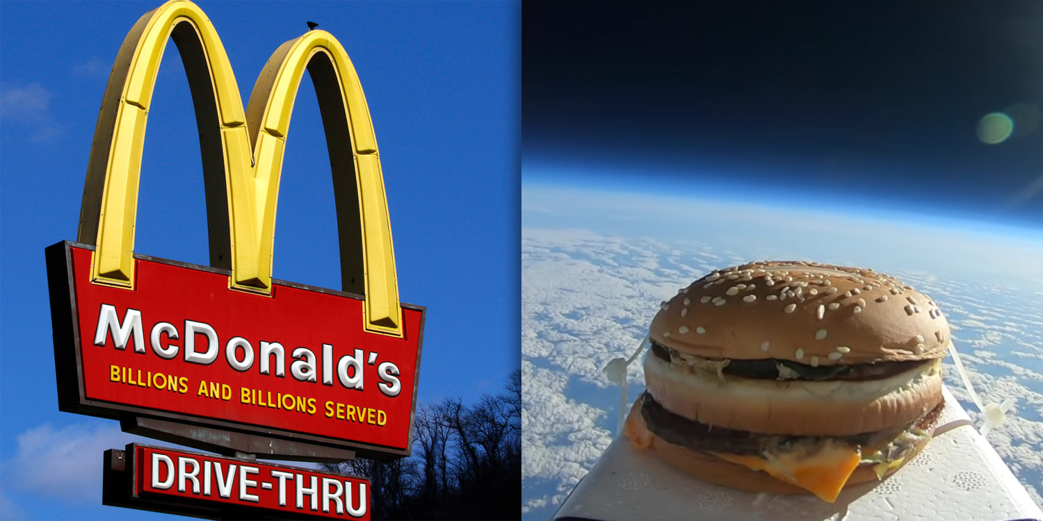A man send a Big Mac burger into space and then ate it