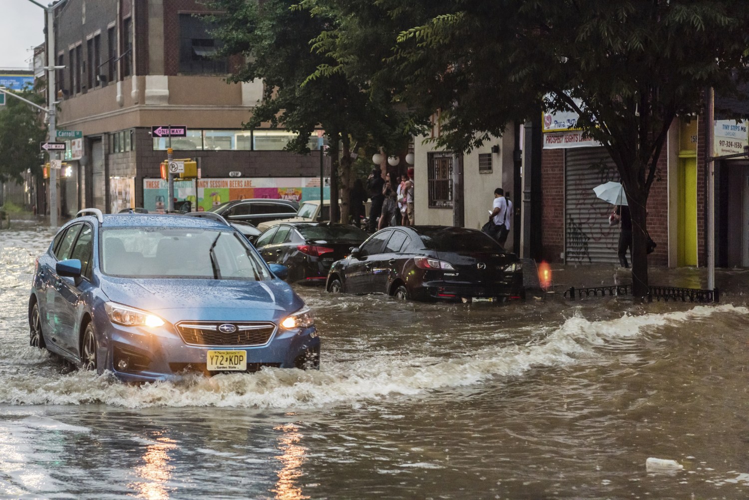 Flooding in New York City. The picture on the left is Central