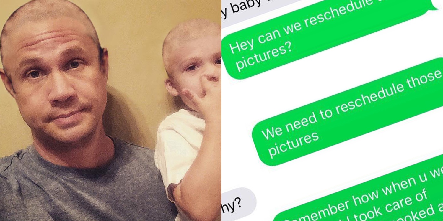 Dad convinces wife son shaved head in photo prank image