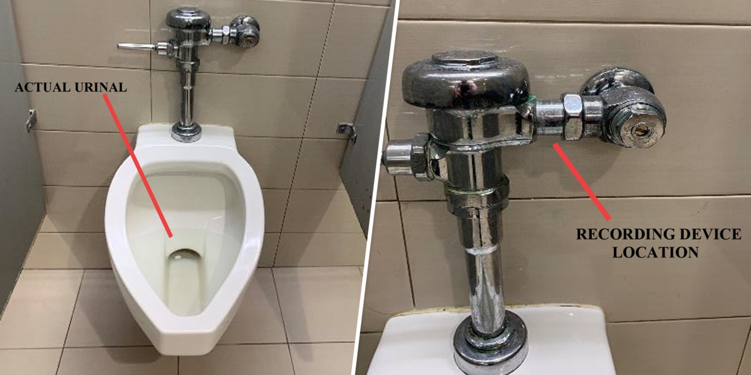 New Jersey man found camera taped to urinal at his companys office, suit says pic