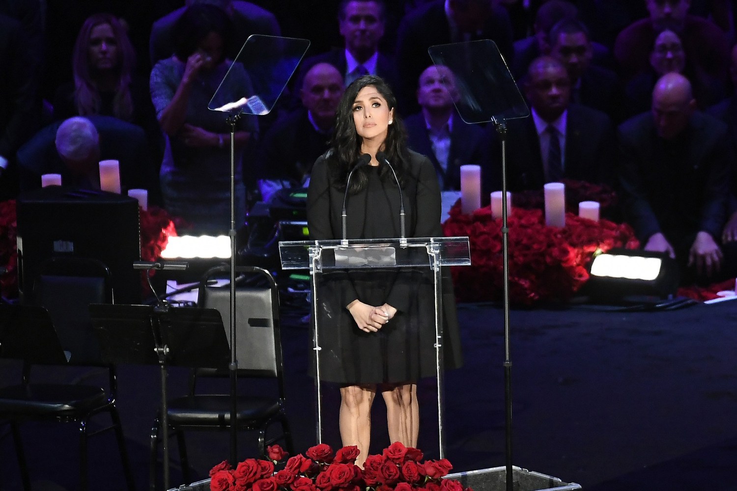 Vanessa Bryant pays tearful tribute to Kobe and Gianna in speech at memorial