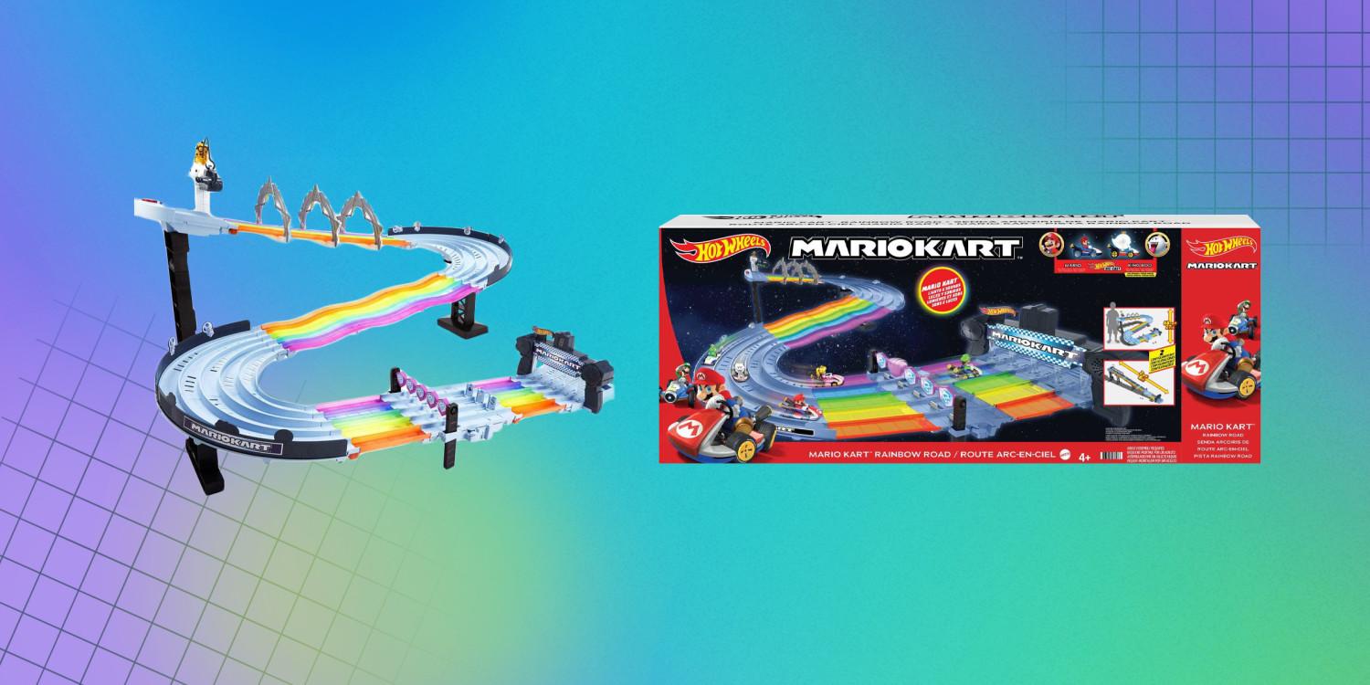 Back in stock: Hot Wheels' Mario Kart Rainbow Road Raceway