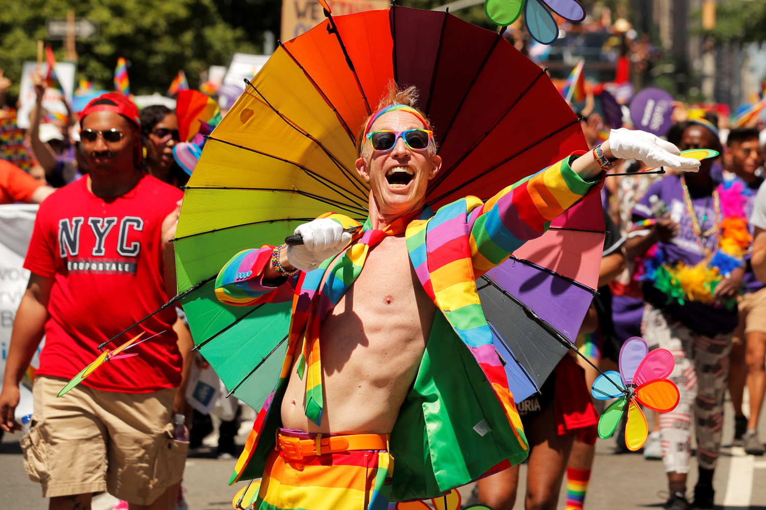 69 New York Gay Pride On Display During Annual Parade Stock Photos