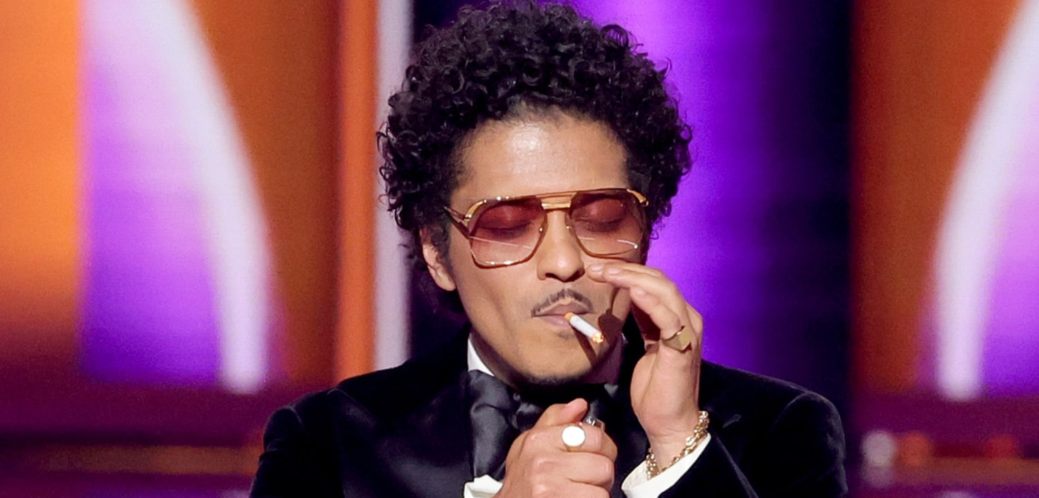 Watch Bruno Mars Light a Cigarette While Accepting a 2022 Grammy