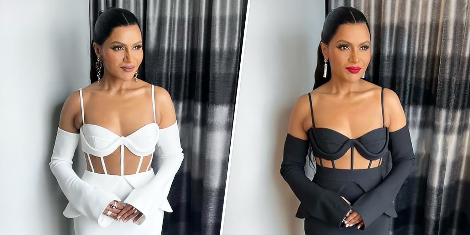 mindy kaling mini dress Mindy Kaling Steps Out in Chic Bodycon: 'Standing Only Kinda Dress'