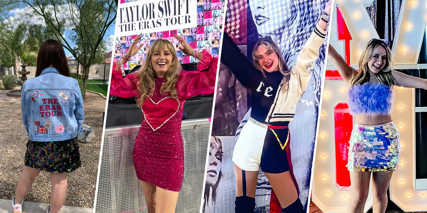 A photo collage of various fan concert outfits Source: https://www.today.com/popculture/taylor-swift-eras-tour-fan-concert-outfits-rcna76011