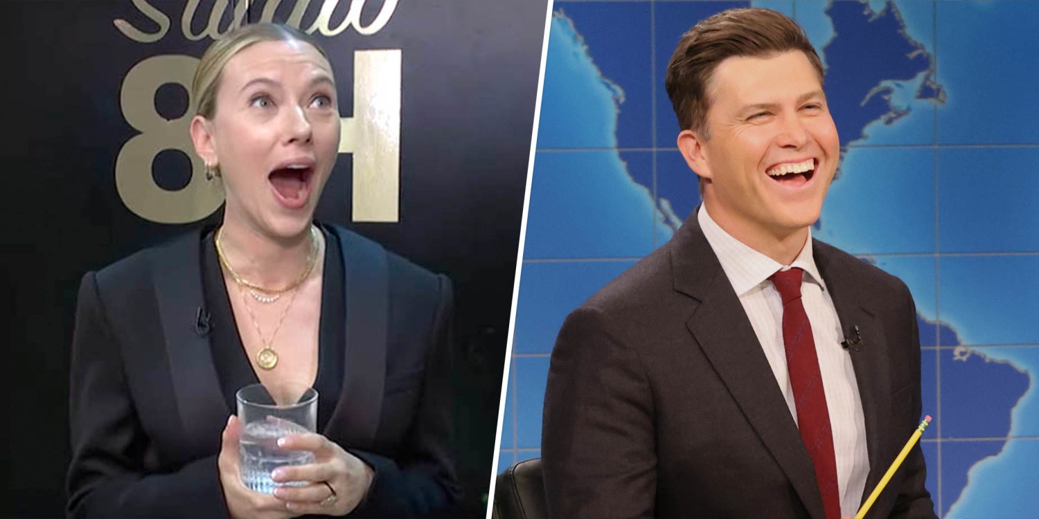 Scarlett Johansson Reacts Live To Colin Jost's NSFW Jokes About Her