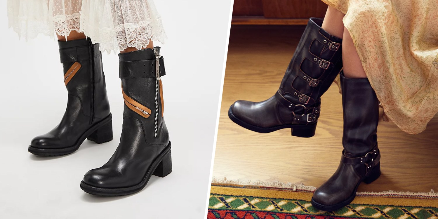 CoFi Black Leather Ankle Metallic Gold Bronze Moto Women’s Boots Vince Camuto Winchell Moto Mid Calf Black Leather Boots Size  main image 2