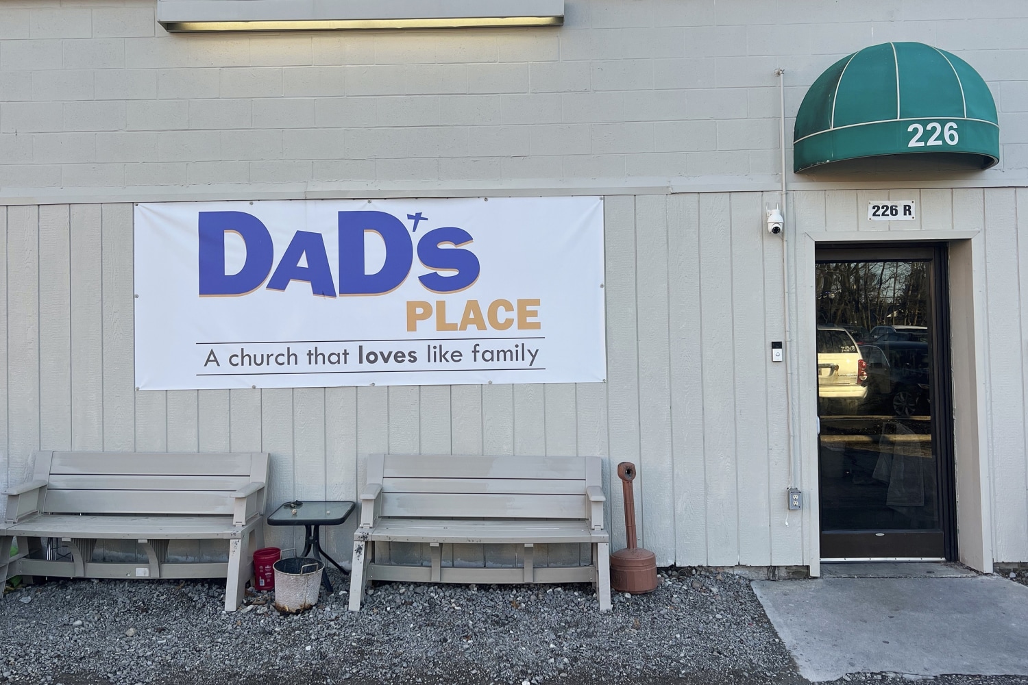 Exterior view of Dad's Place church building in Bryan Ohio where Pastor Chris Avell runs a homeless ministry