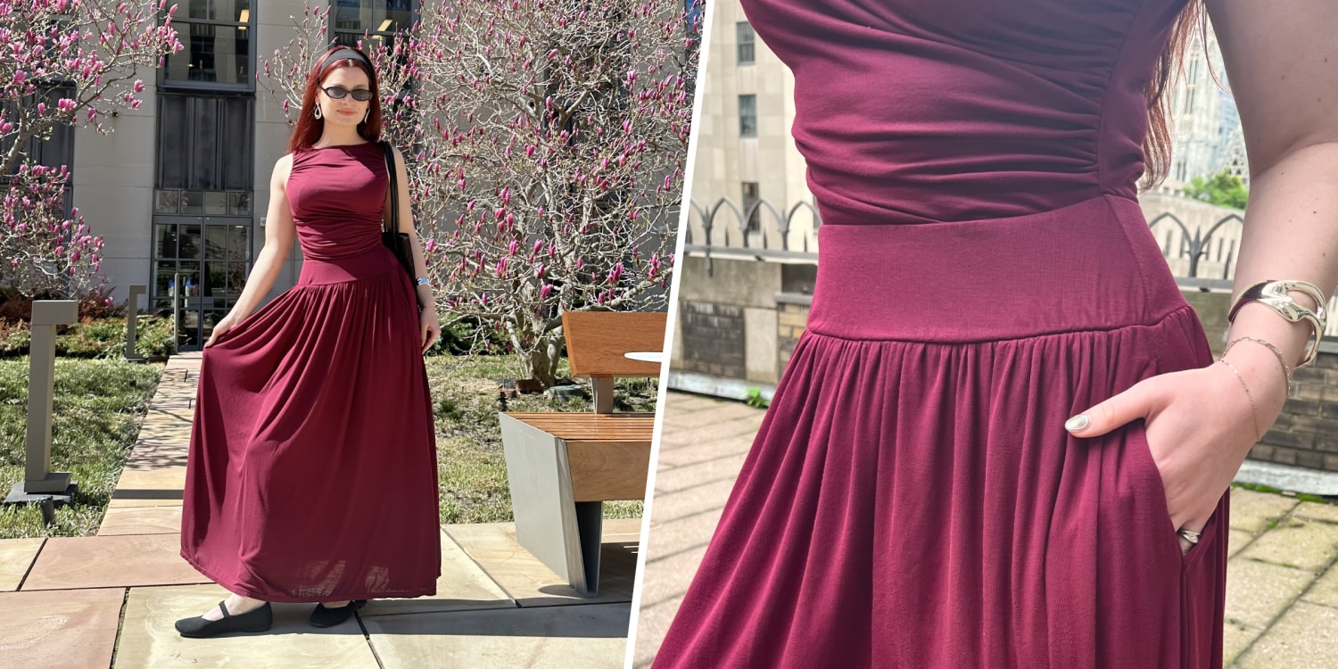 Halara Ribbed Boat Neck Asymmetric Flowy Maxi Dress Review