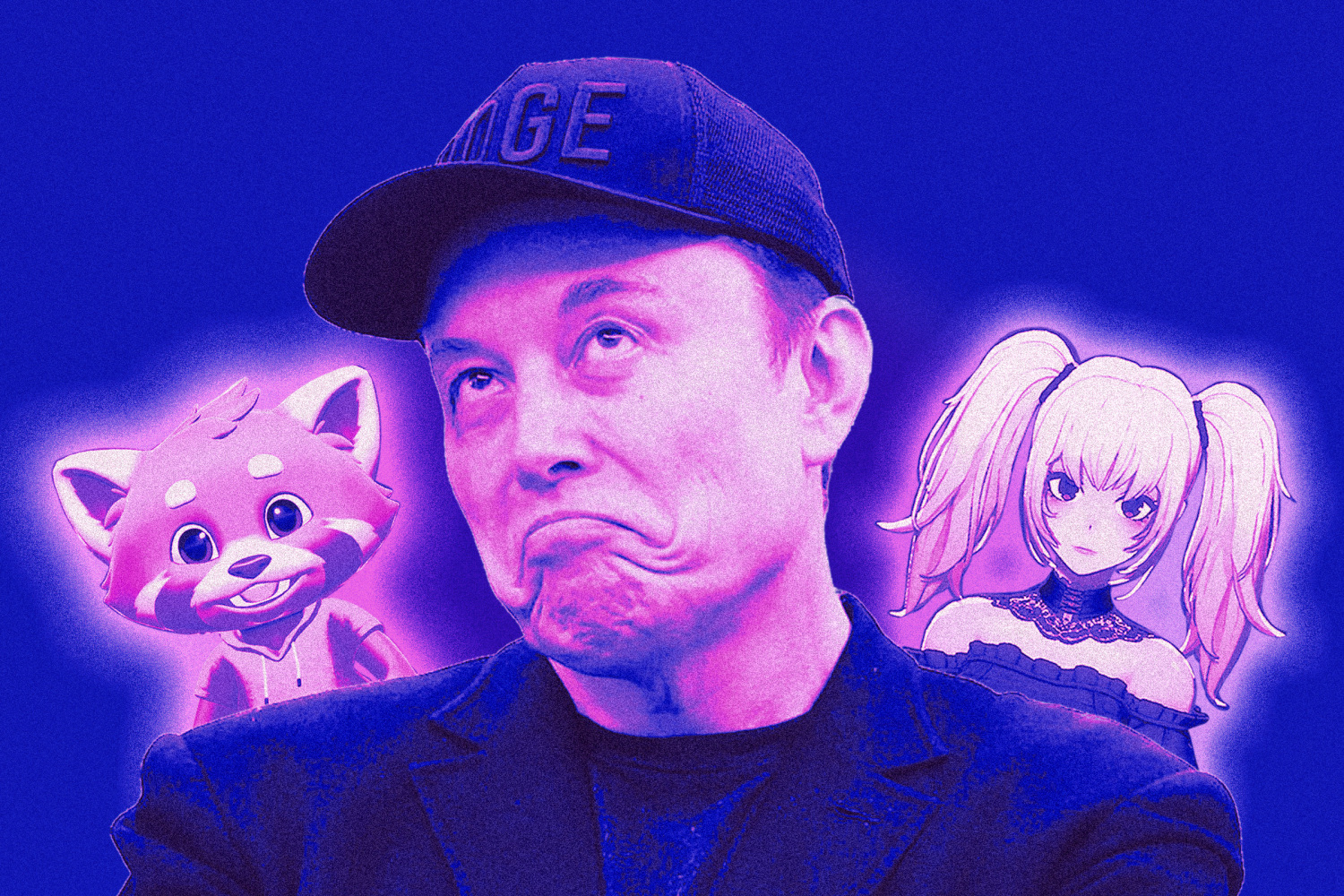 Elon Musk presenting Grok with various companion options