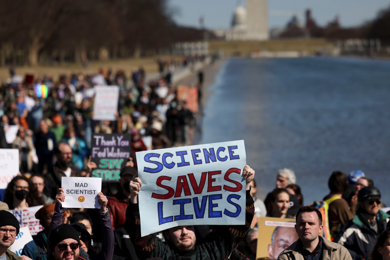 Protestors advocating for science funding