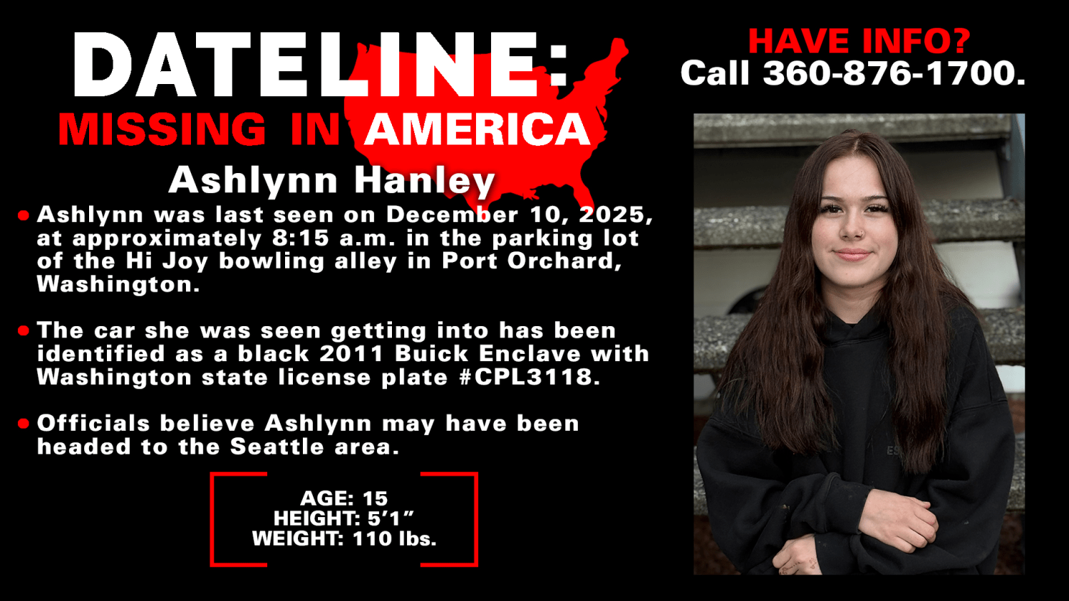 Washington state police looking for missing teen Ashlynn Hanley | Dateline