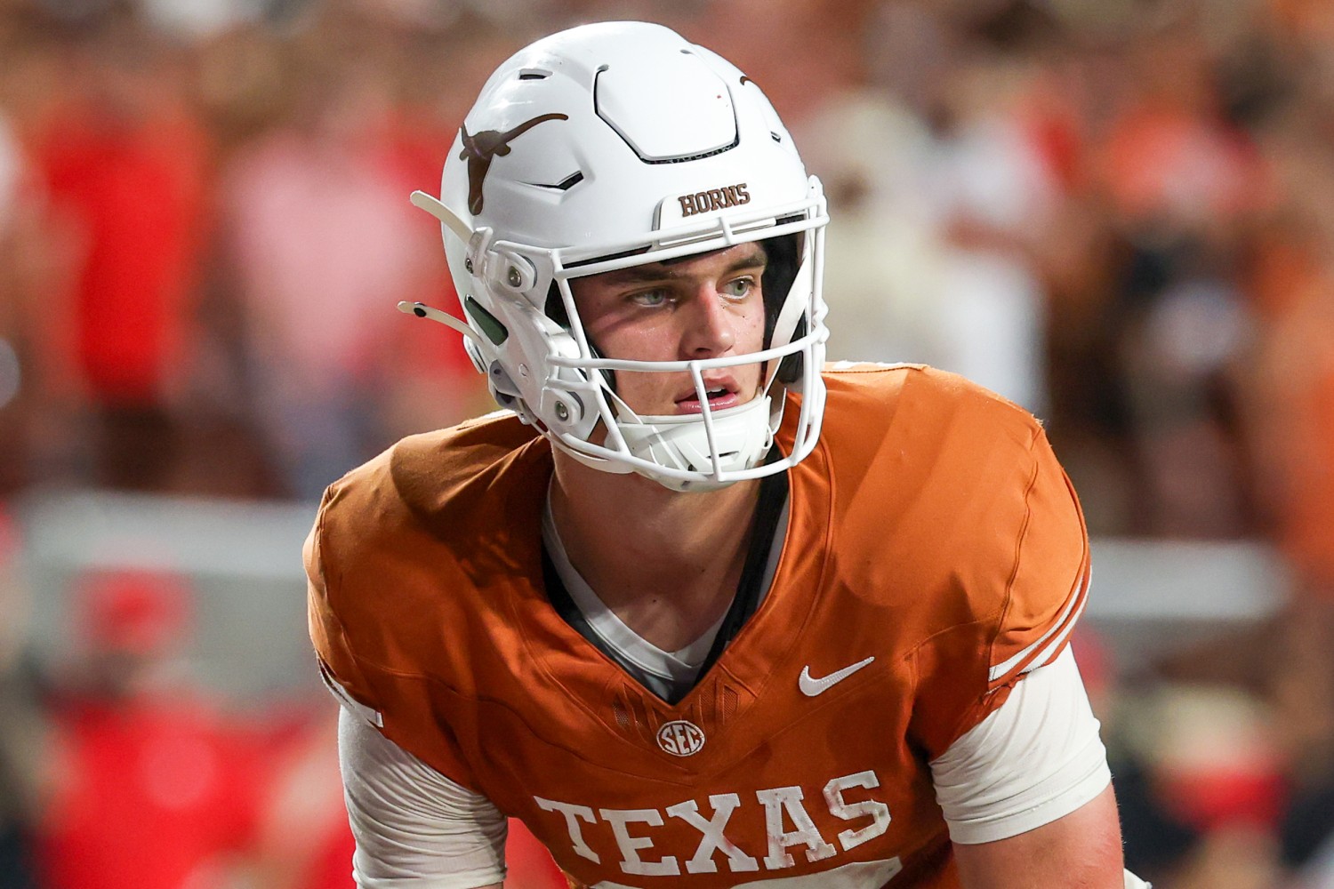 Quarterback Arch Manning of the Texas Longhorns on Sept. 12, 2026, in Austin, Texas.