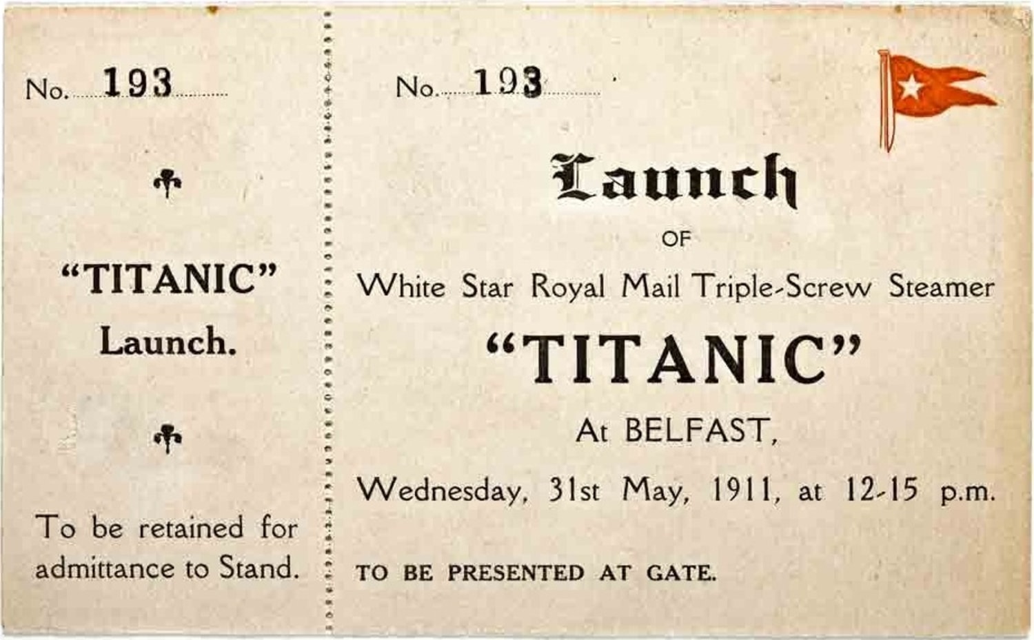 Unused Titanic ticket on sale