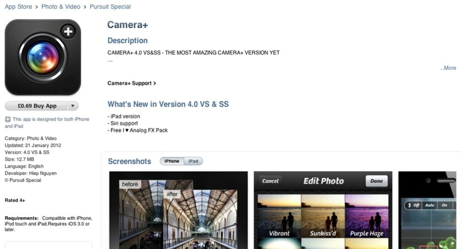 Camera on the App Store