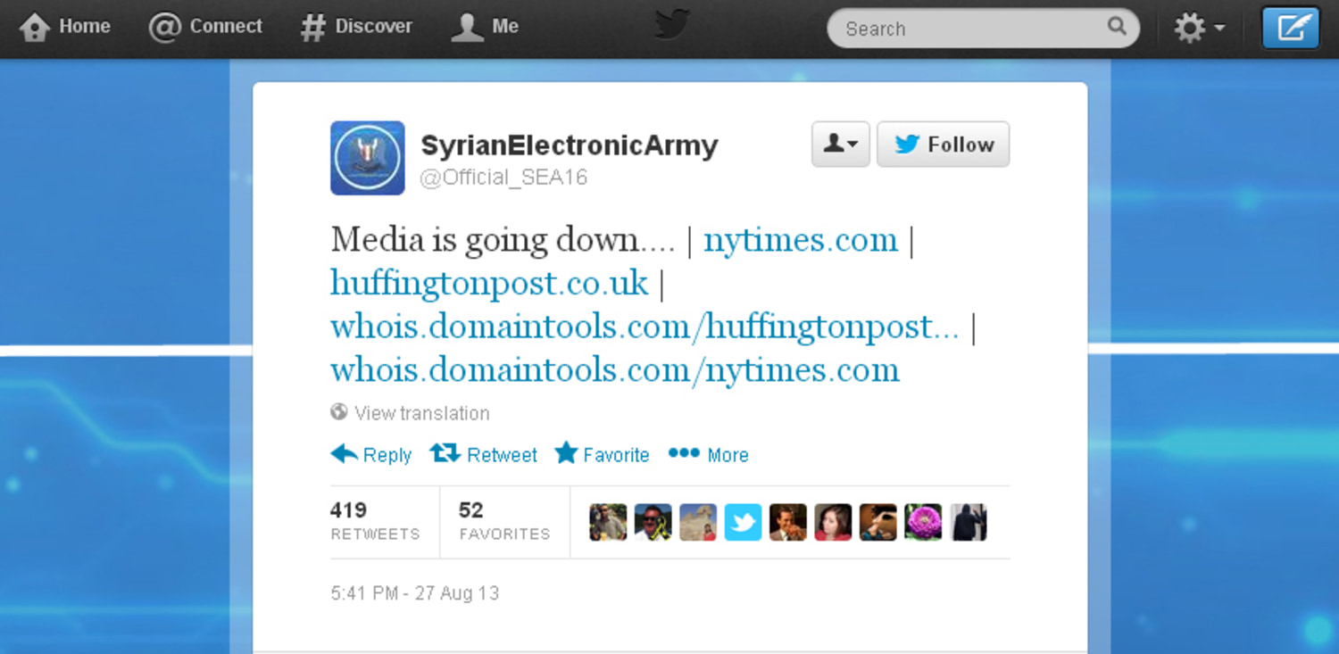 5 Biggest Hosting Companies hacked by Syrian Electronic Army