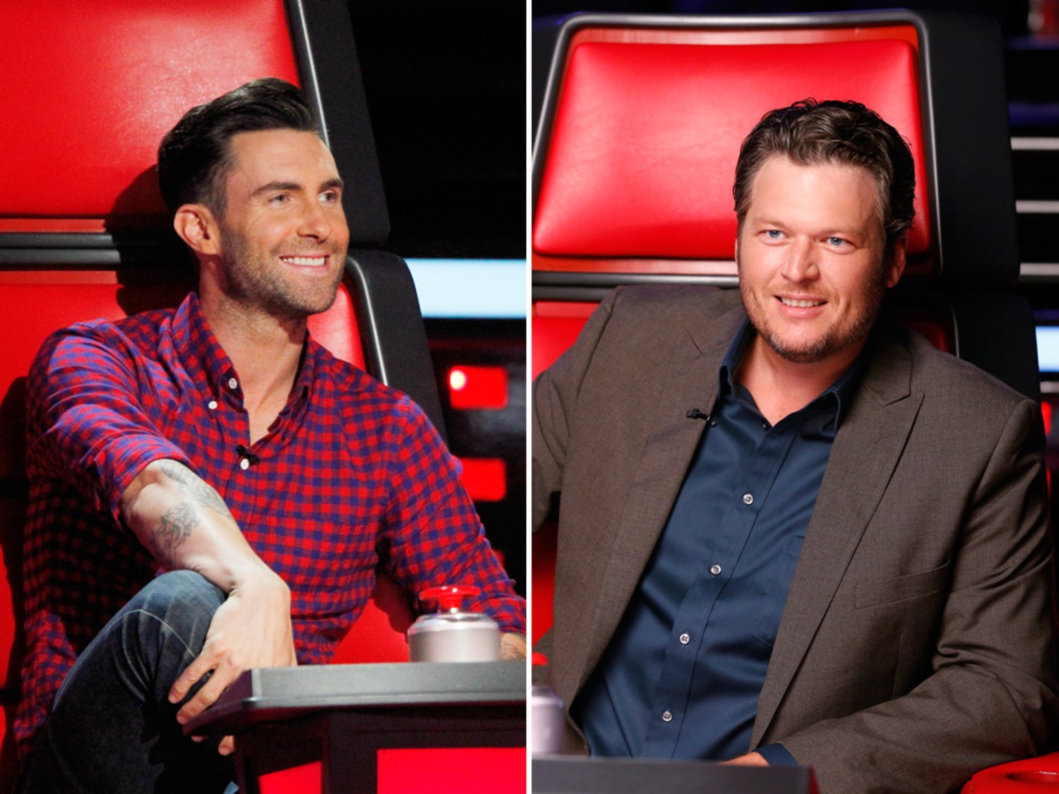 Voice' bromance: Blake Shelton snuggles up to Adam Levine