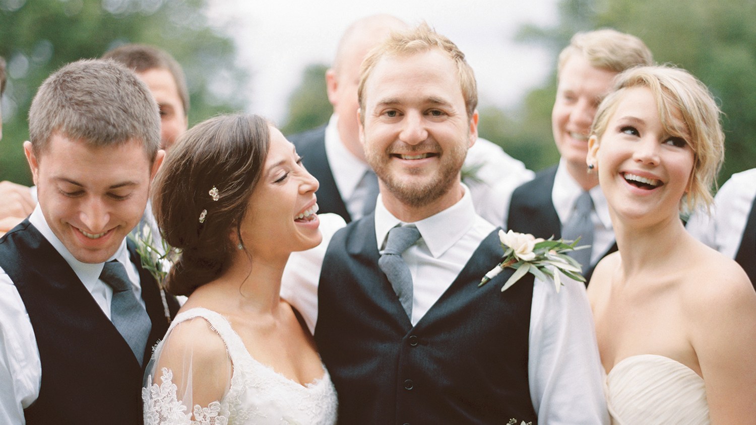 Jennifer Lawrence is a bridesmaid beauty in J.Crew dress at brother's  wedding