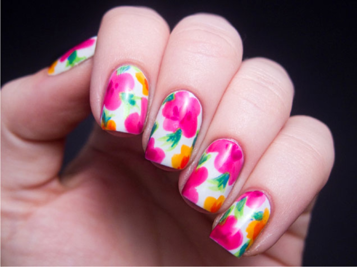 Romantic Floral Nail Art Design