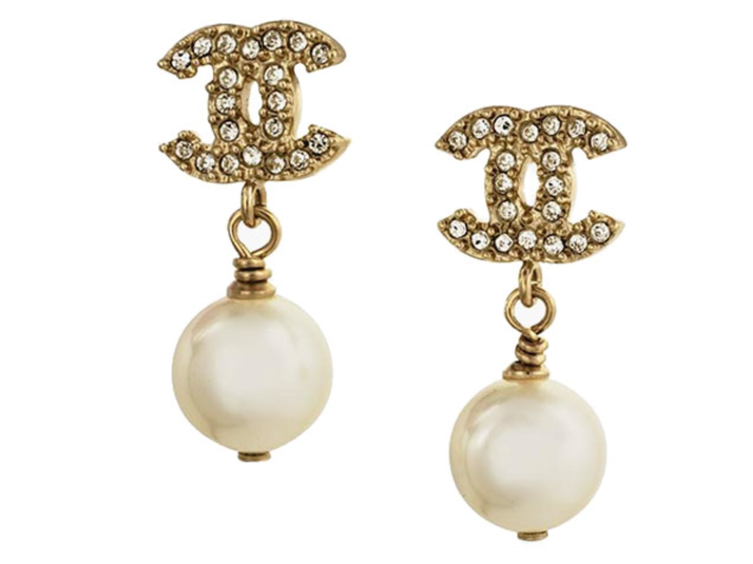 Chanel 2019 Crystal & Pearl Embellished Oversized 'CC' Earrings 19K