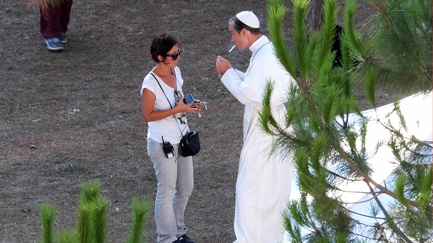 The pope smokes?! (No, it was Jude Law in costume)