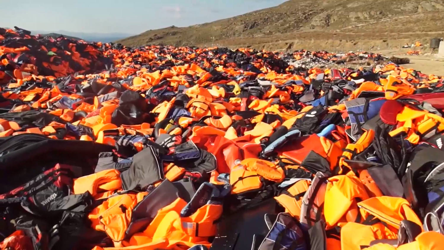 Life Jacket Mound Increases as Migrants Arrive on Lesbos
