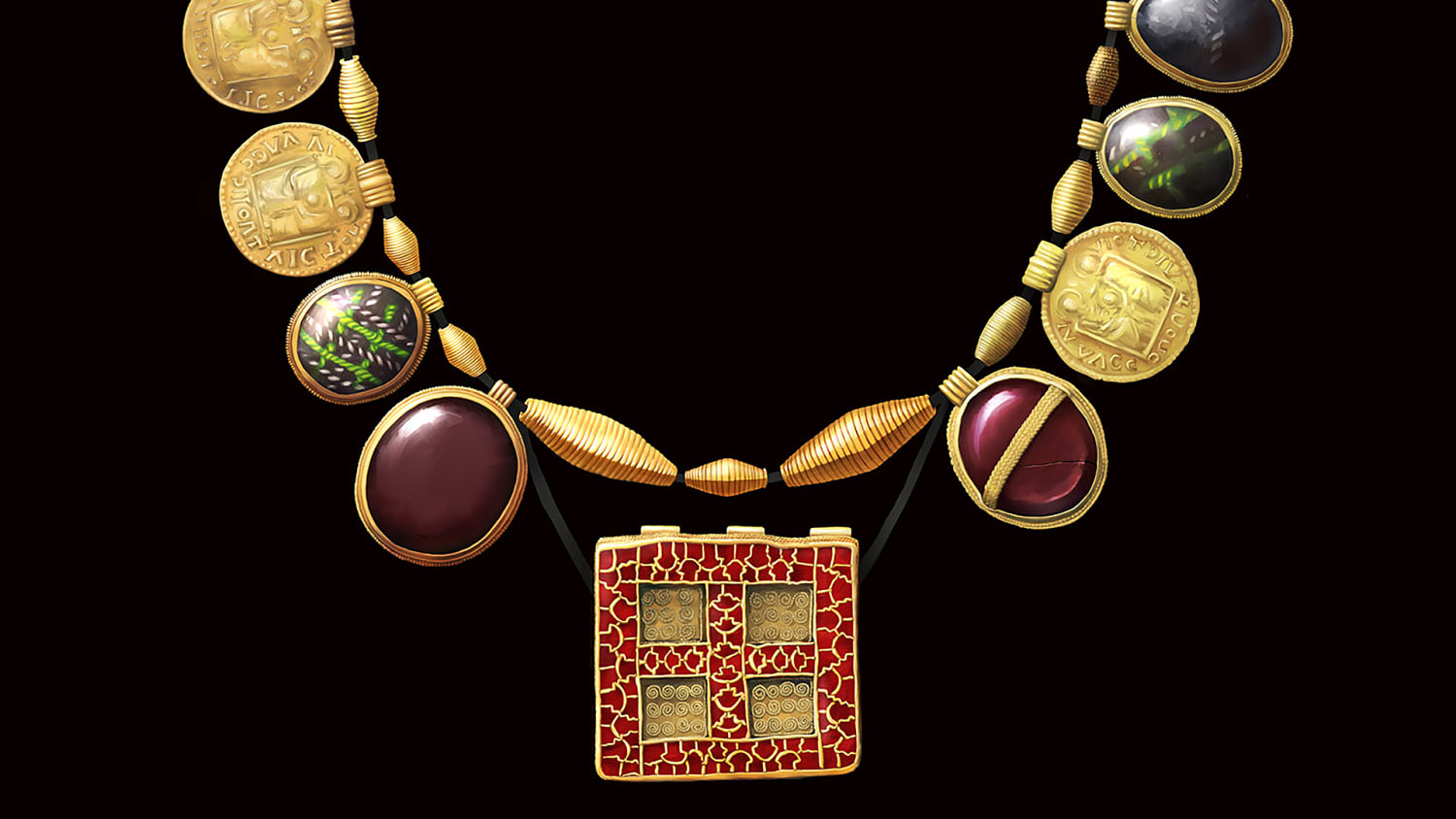 1 300 year old gold and gemstone necklace uncovered on construction site