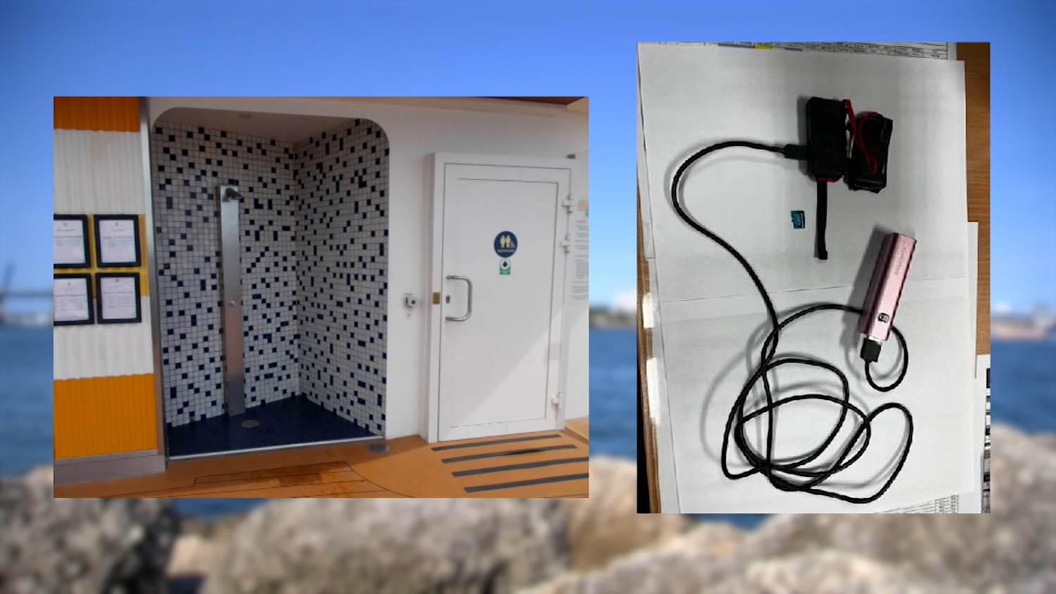 Hidden camera Children in the toilet Hidden camera found in cruise ship bathroom