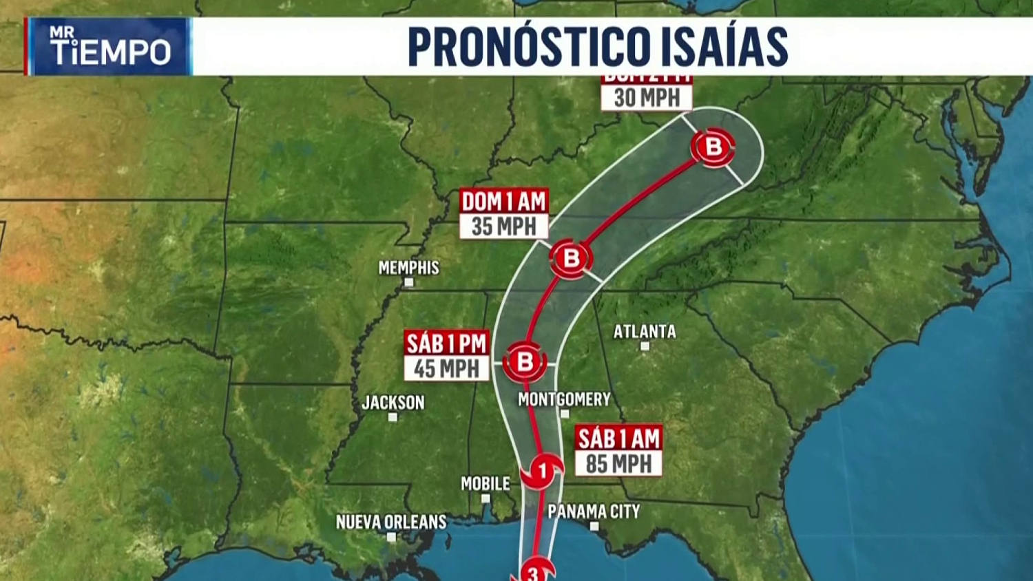 En Destin, Florida ya se sienten los potentes vientos y lluvias del huracán Isaías de categoría 3