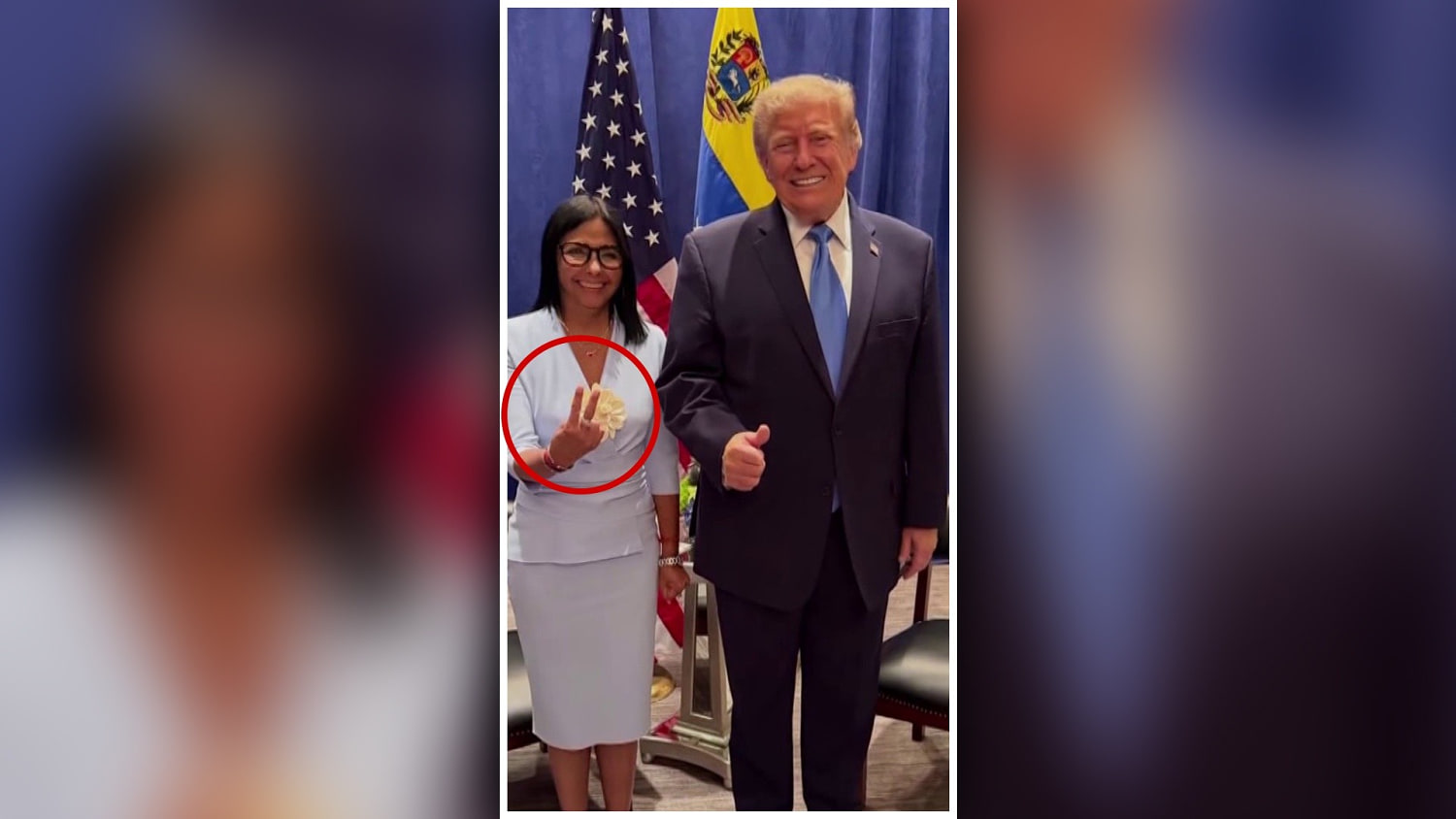 Un experto analiza el inusual gesto que Delcy Rodríguez hizo con su mano derecha al lado de Trump