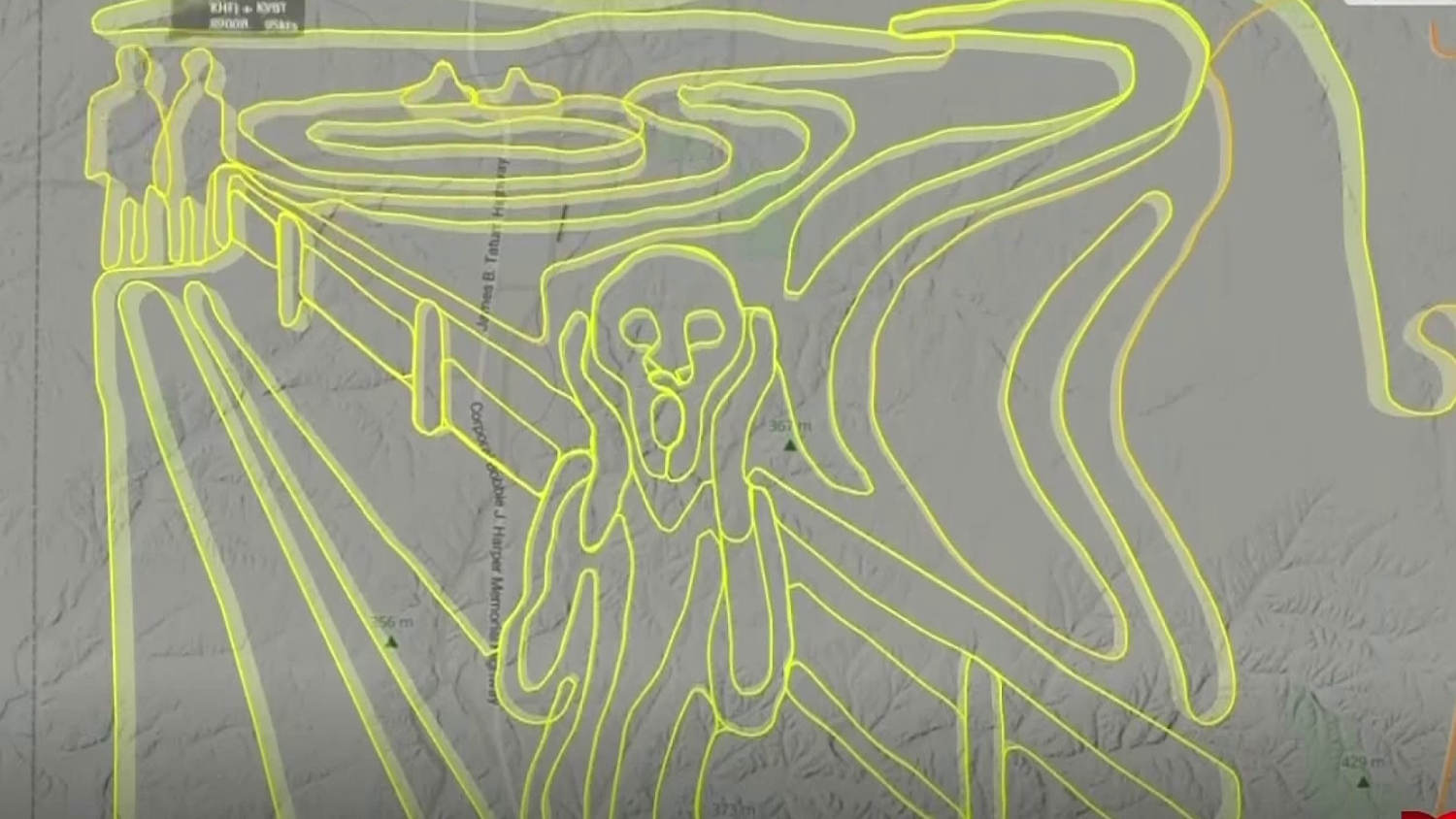 Un piloto voló seis horas para dibujar en el aire la réplica de una obra de arte