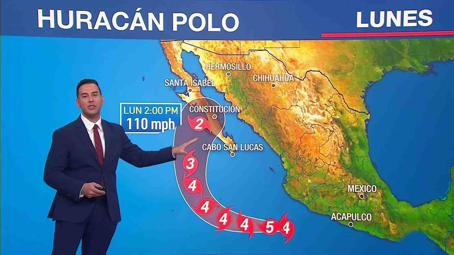 El huracán Polo se dirige hacia Baja California, donde se espera que toque tierra con categoría dos