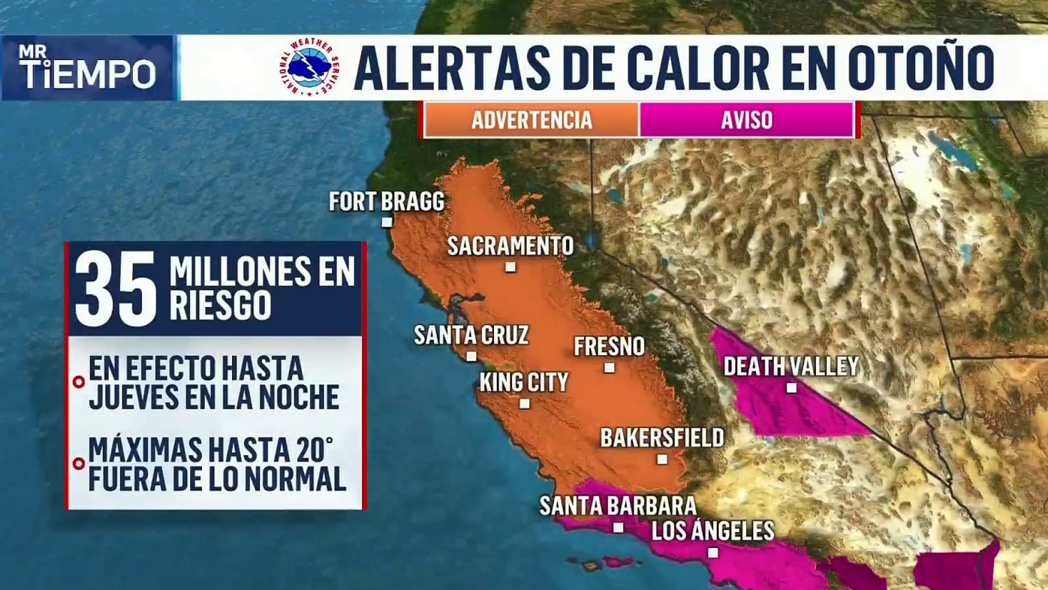 Hay advertencias de calor en el Oeste, mientras el frío del otoño comienza a sentirse en el Noreste