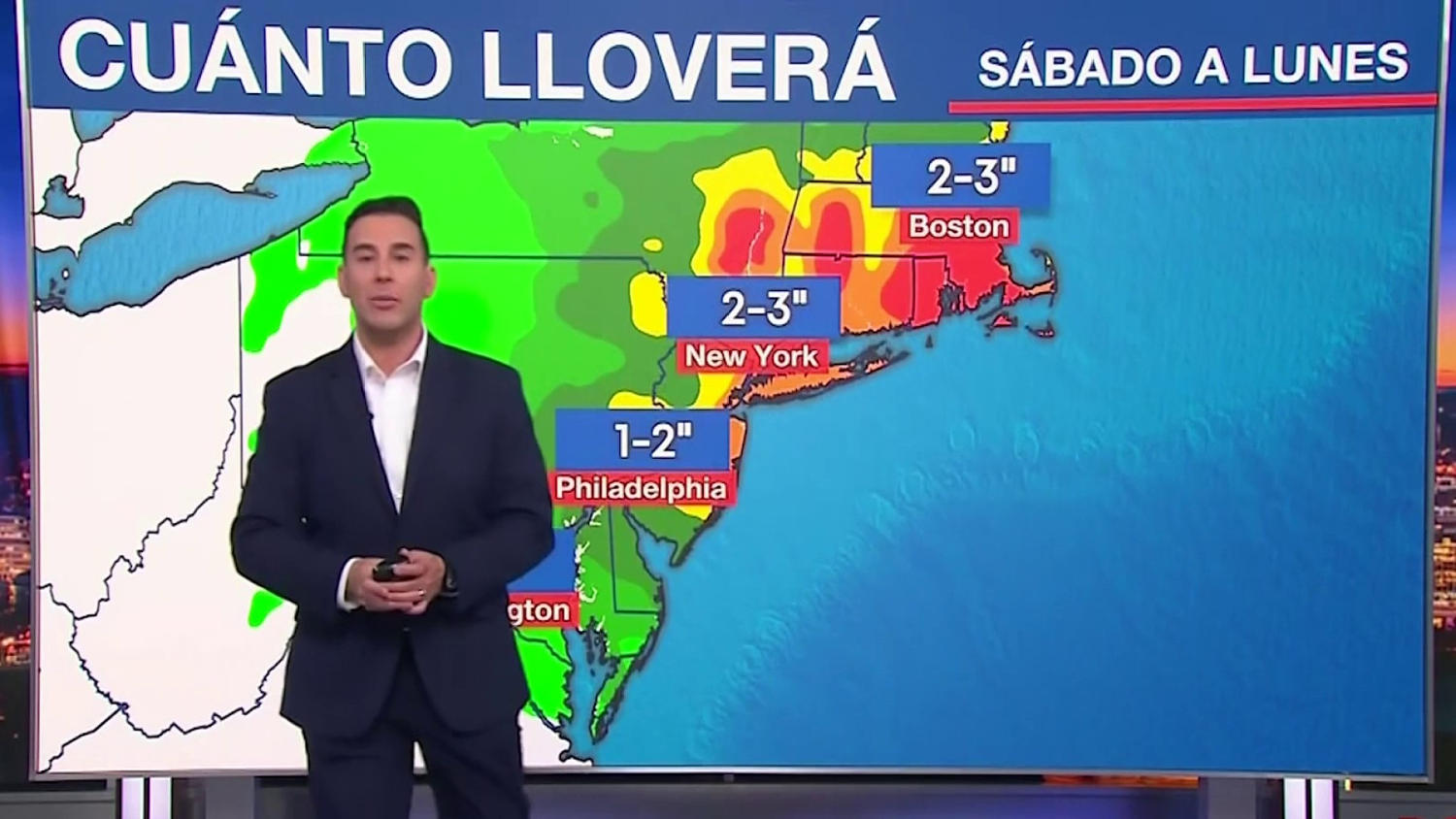El Noreste del país tendrá fuertes lluvias y potentes vientos por el nor'easter