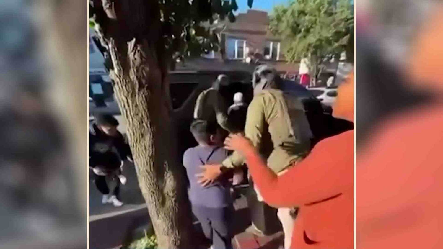 Vea el desgarrador momento en que una mujer y cuatro niños intentan impedir una detención de ICE