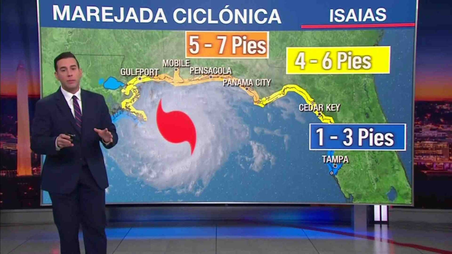 Esta es la trayectoria prevista de Isaías, el huracán categoría dos que apunta a Alabama y Florida