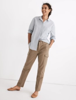Pants with beige white shirt 