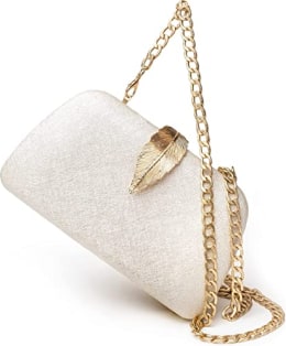 New ACCESSORIZE Luxurious KATIE Silver Glitter CLUTCH Evening Bag with Chain 